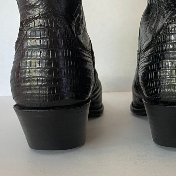 JUSTIN Boots Exotic Iguana Lizard Black Leather Cowboy Western Boots 10! - Picture 5 of 10
